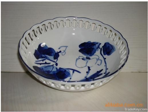 Blue and white porcelain, Chinese ceramics, sculpture, fruit dish bowl