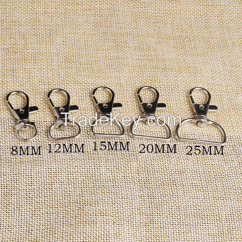 100pcs 20/25/32/38mm Metal Buckles DIY Lobster Clasp Bag Keychain Pet Leash Lanyard Snap Hook Lobster Claw Swivel Clasps