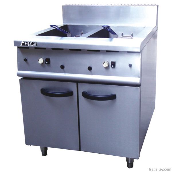 Gas fryer with cabinet