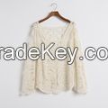 New tops 2014 Fashion Women Lace Blouse Shirt Long Sleeve Pullover All-Matched Sexy Ladies Wear