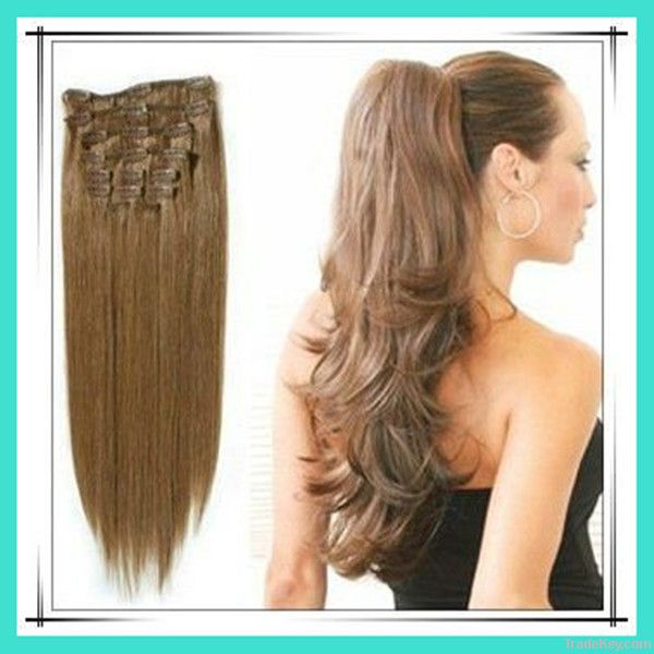 2011 hot selling blond clip in hair extensions