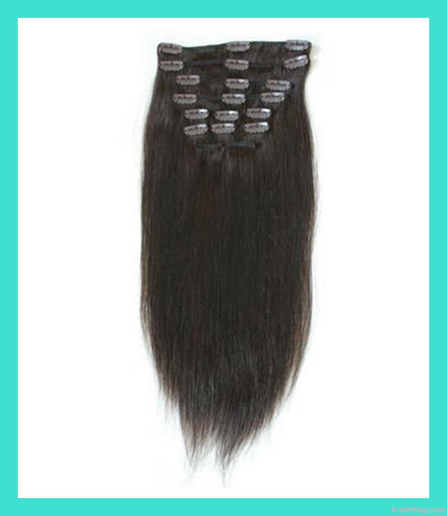 fashion charming curly black clip in indian hair extension