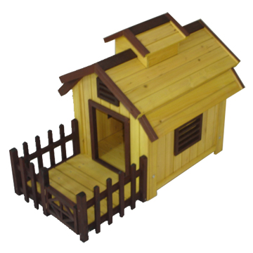 luxurious wooden dog house, dog kennel