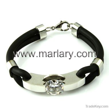 Stainless Steel with Leather Bracelet