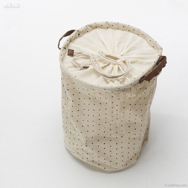 Natural cotton fabric storage bucket laundry basket /camp bin