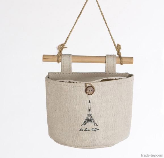 Collapsible Natural cotton fabric hangbag/cards recipe container