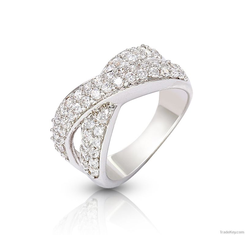 micro pave silver cz ring