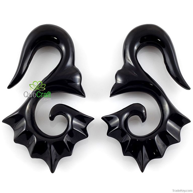 Exquisite Handmade Organic Horn 0G Earrings 1 Pair