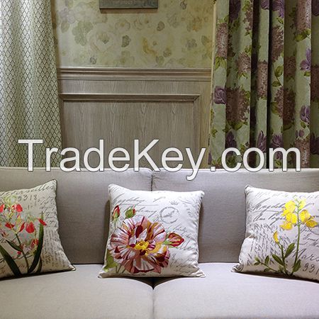 Linen cotton embroidery and print decorative pillow cover for home and living bed room decoration