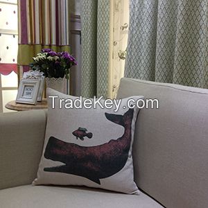 Linen cotton digital print screen print cushion cover for home and living bed room decoration