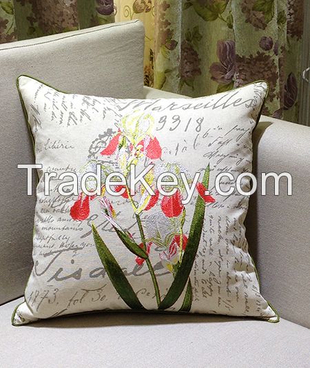 Linen cotton embroidery and print decorative pillow cover for home and living bed room decoration