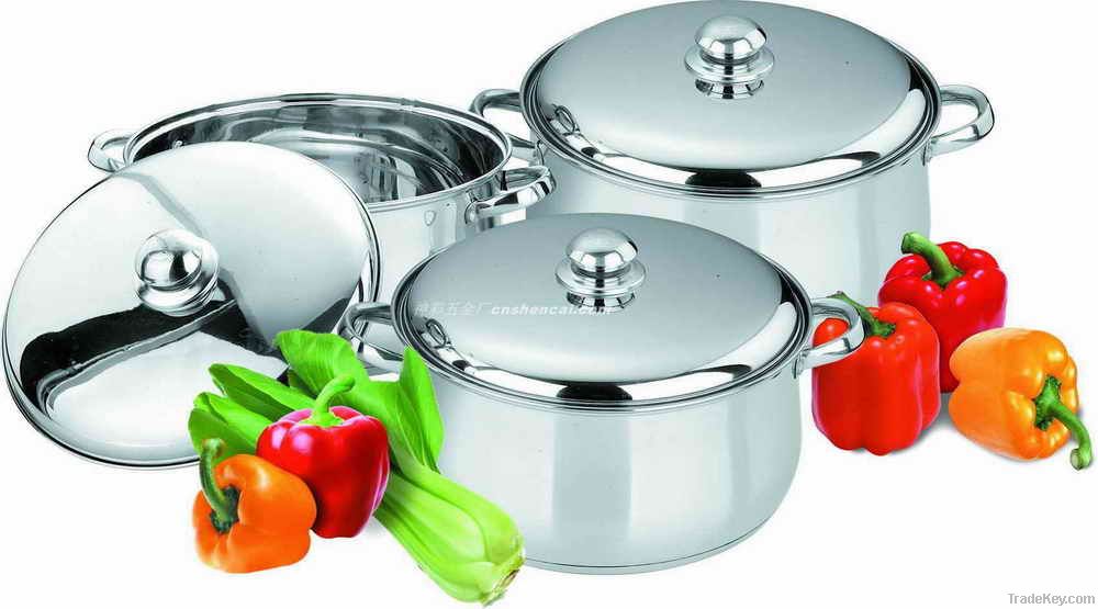 6pcs capsuled bottom belly stock pot sets with s/s lid