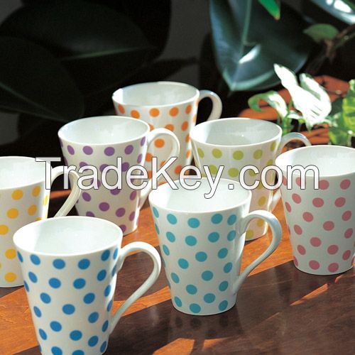 Conical Mug, Colorful Porcelain Ceramic Mugs with Full Decal