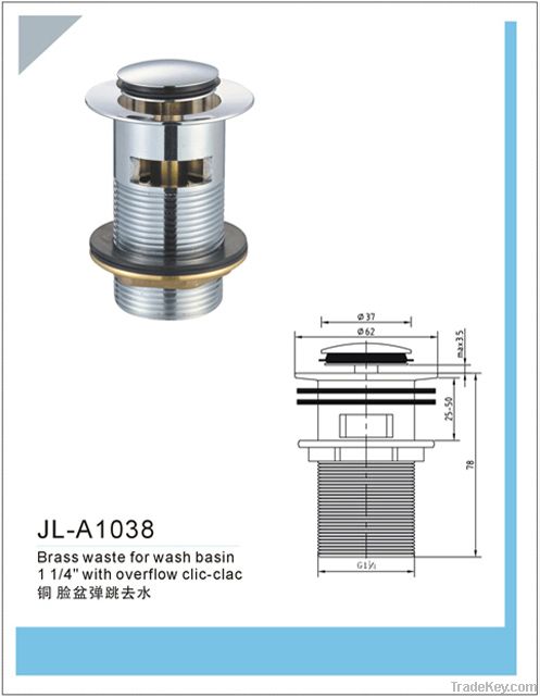 pop up basin drain with overflow clic-clac for wash basin