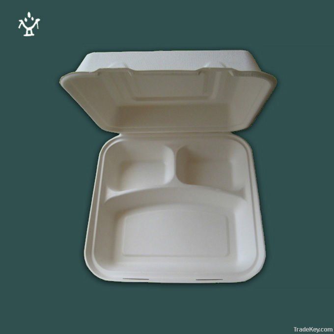 8" 3-com Clamshell Disposable Tableware