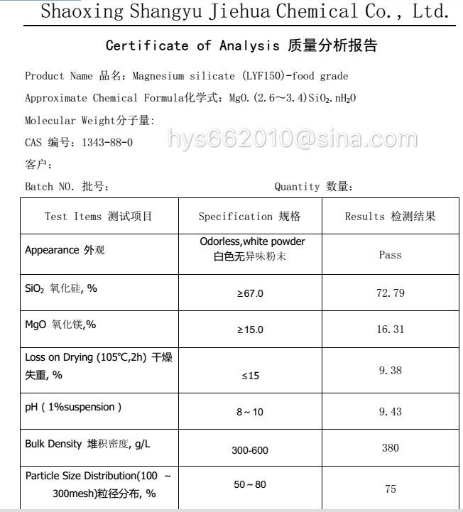 Frying Oil filter powder Clean Oil Synthetic Magnesium Silicate Adsorbant