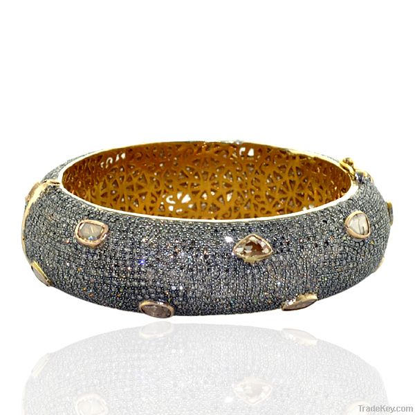 Pave Diamond 14k Gold Bangle Jewelry