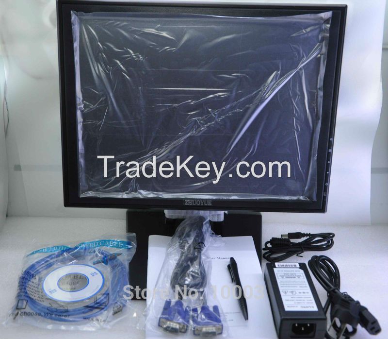 15 inch 4:3 touch screen monitor, touch screen monitor for pos.warrantry 1 year,