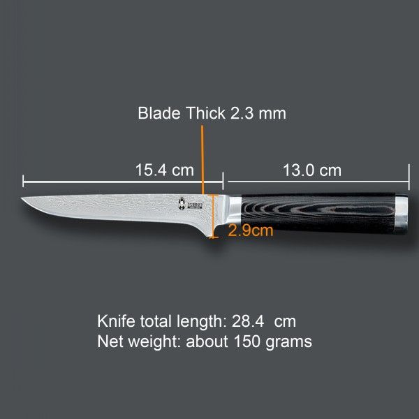 440C steel damascus boning knife with micarta handle