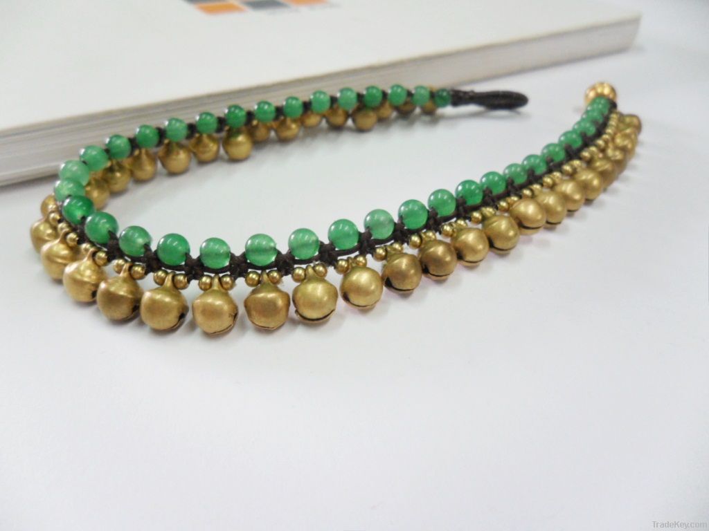 Jingling Bell Jade Brass Anklet