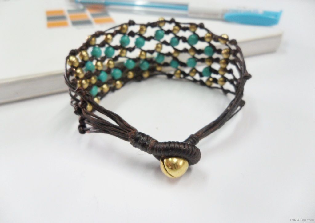 Net Turquoise Brass Hippie Bracelet