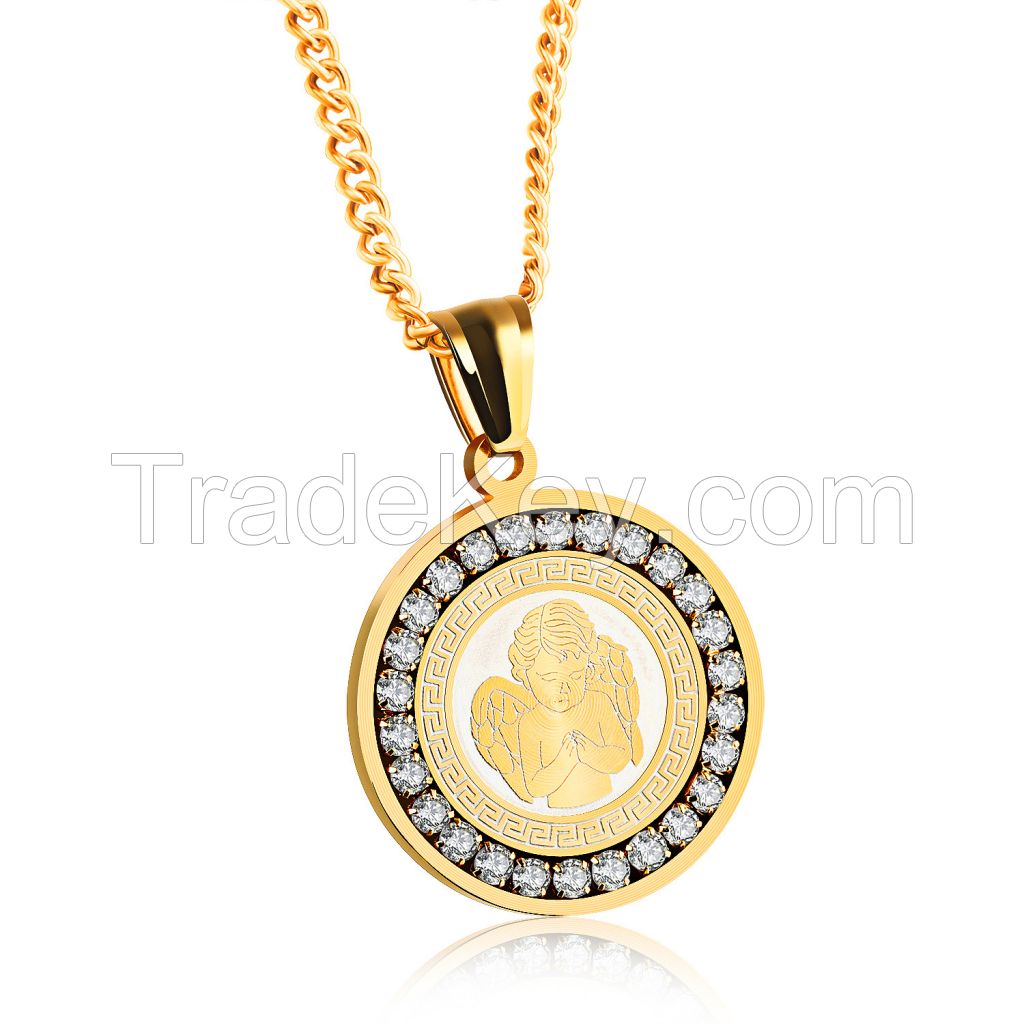 Rose gold-tone stainless steel pendant necklaces for women jewelry