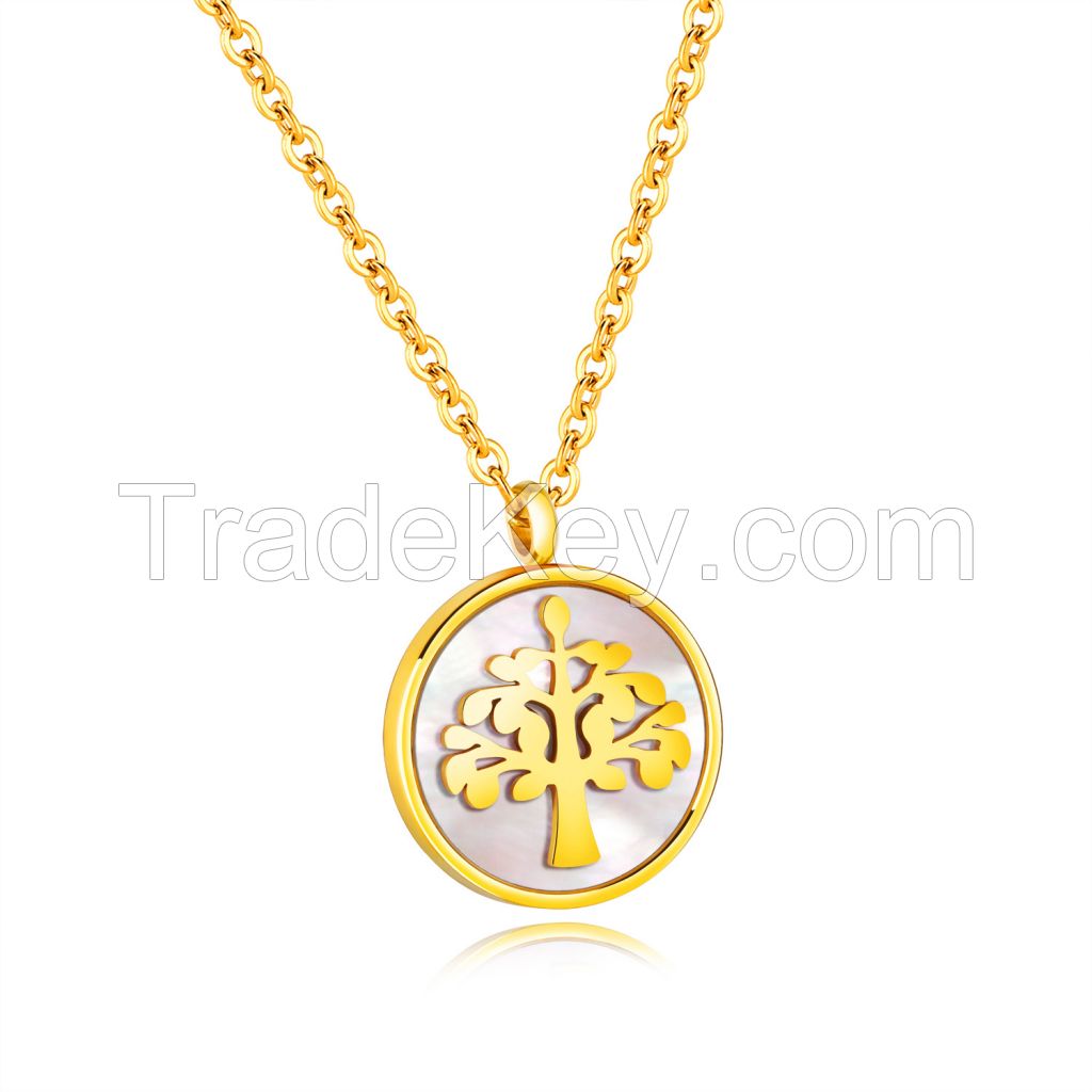 Rose gold-tone stainless steel pendant necklaces for women jewelry