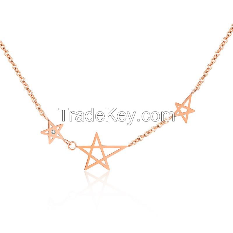 Rose gold-tone stainless steel pendant necklaces for women jewelry