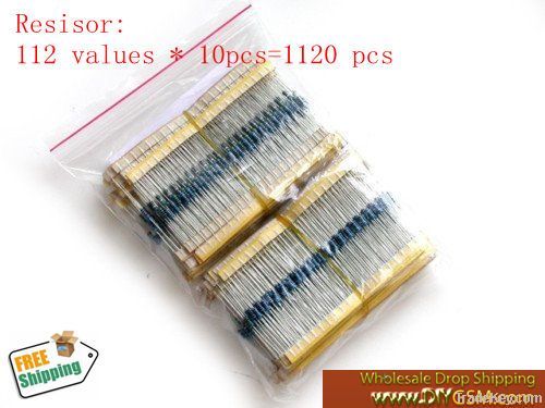 112ValuesX10pcs, 1/4W Metal Film Resistor Assorted Kit