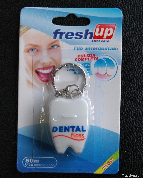 15m mint flavor tooth shape dental floss with FDA certificate