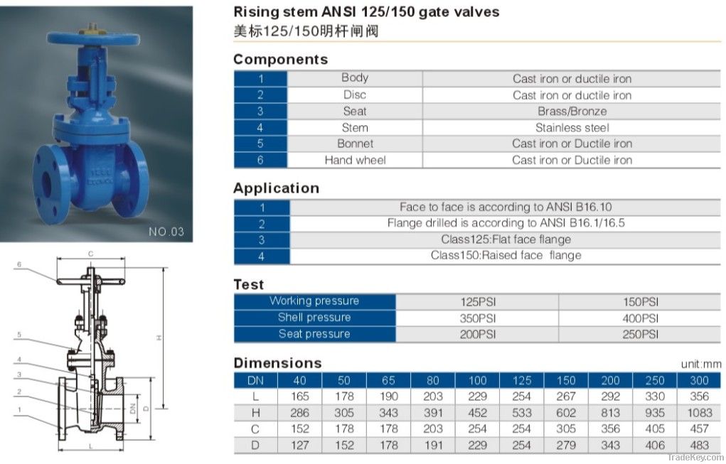 Rising stem gate valve