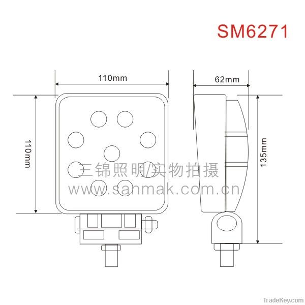 New-27W LED work light, vehicle light with CE