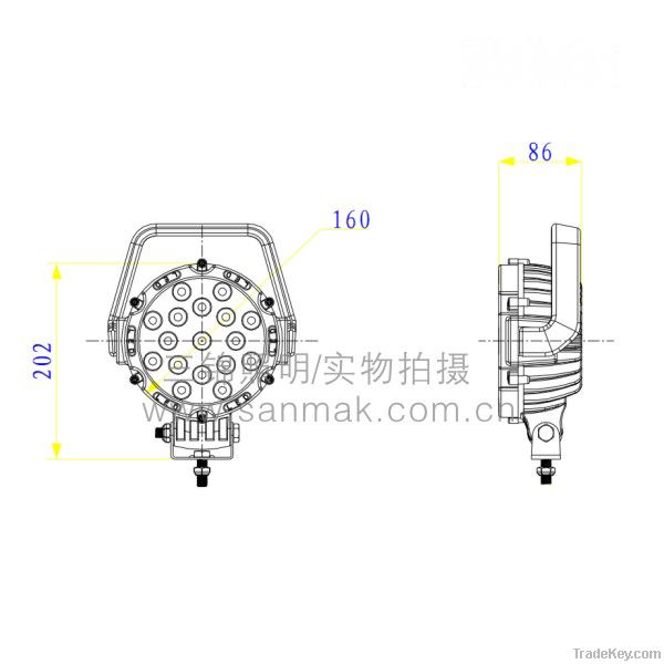 Hot sells-51W super high power LED work light, for excavator