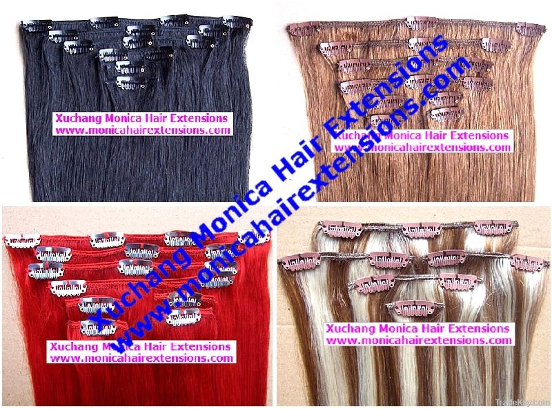 Clip in human hair weft