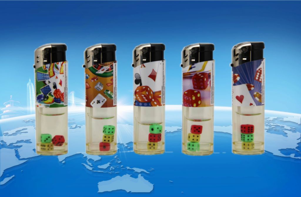 disposable/refillable electronic lighter with dices inside