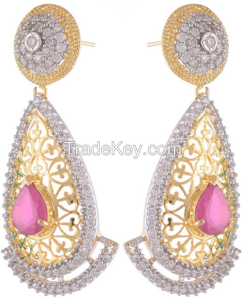 ER169 Pink CZ Ear Rings -Fashion Jewellery from Midas