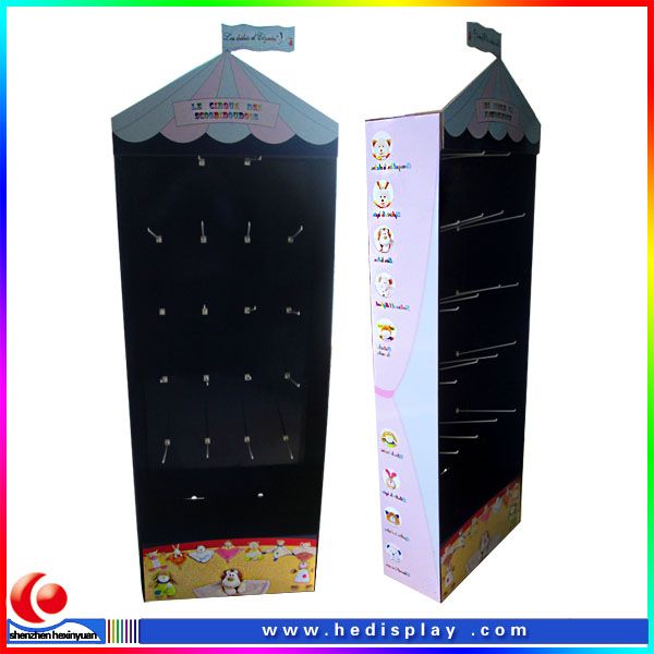 pos for supermarket retail cardboard floor display with hooks