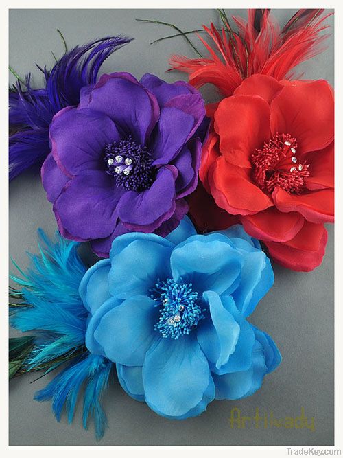 Hair accessories hair ornaments with hat and feather 3 colors