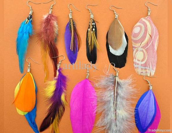 feather earrings mix style mix color only 0.55/pair only in Artilady