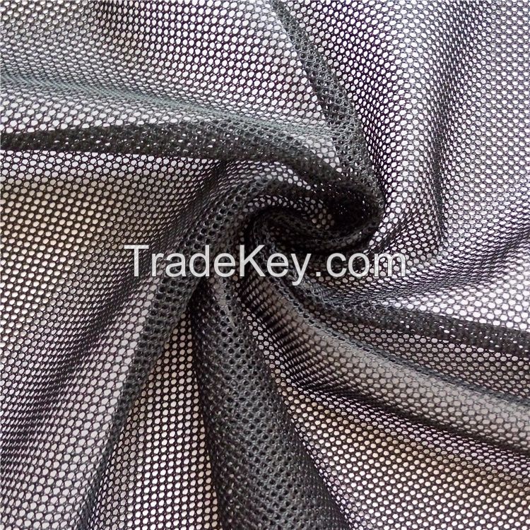 Net Black Tricot Plastic Polyester Mesh Fabric For Sports Shoes/Clothing