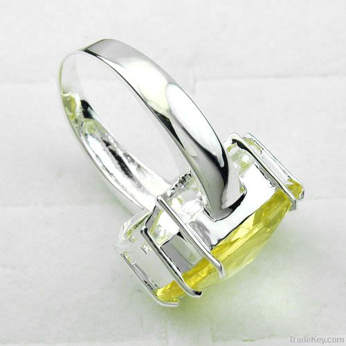 wholesale crystal jewelry 925 sterling silver plated citrine wedding r