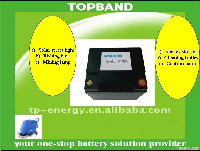 lithium/lifepo4  battery pack 12V 40AH for solar system