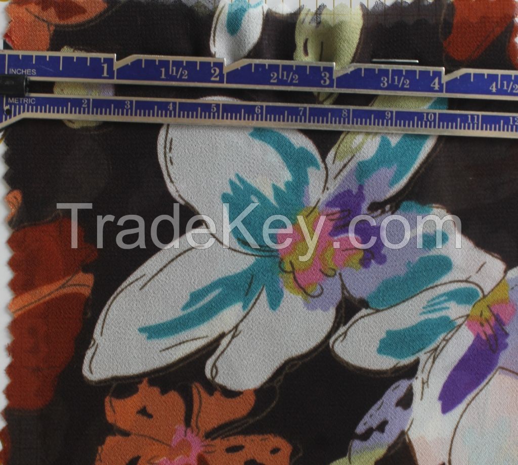 NEW Fashion 100% Polyester silk chiffon fabric beautiful flower print for summer dress 145cm 