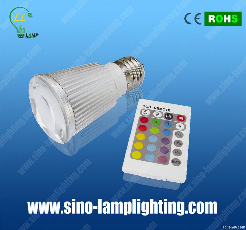 5W E27 RGB LED Spotlight with remote