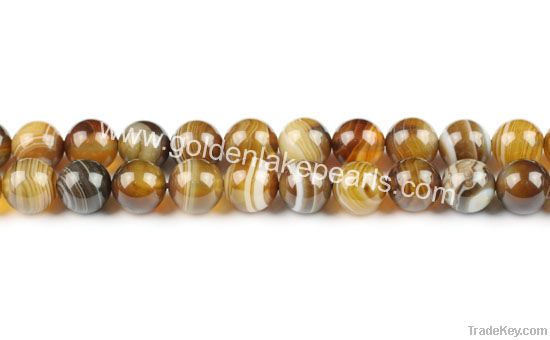 Brown Madagascar Strip Agate Rounds