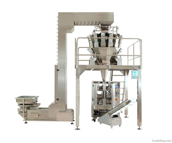 Multihead collar type pouch packaging machine