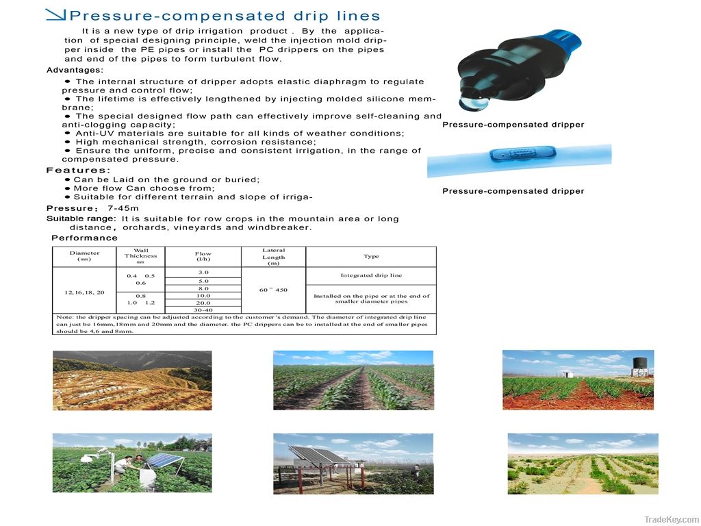 Pressure-compensated drip lines