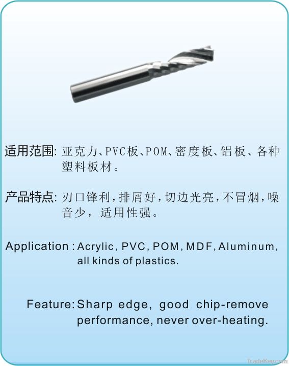 3.175*12*38 , one spiral flute carbide bits, for Acrylic, PVC, MDF, Alumin