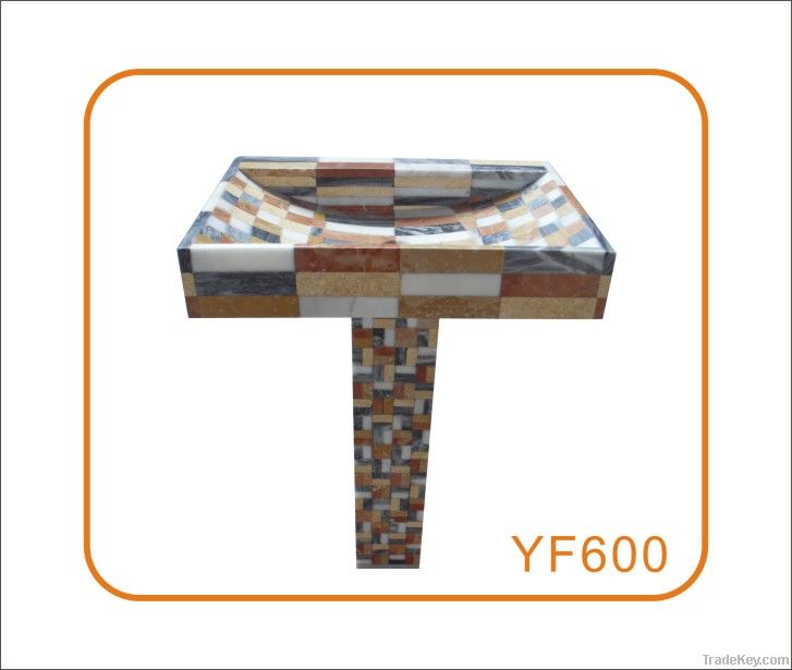 Mosaic Stone Pedestal Vanity Vessel Sink