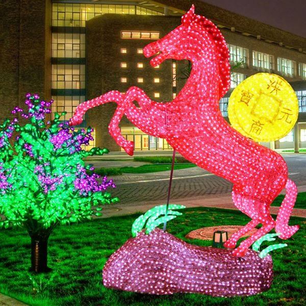 Manufaturer 100% handmade commercial led horse light outdoor decoration